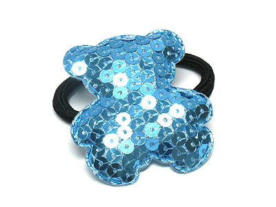 Sequin bear shape cushion pony tail holder