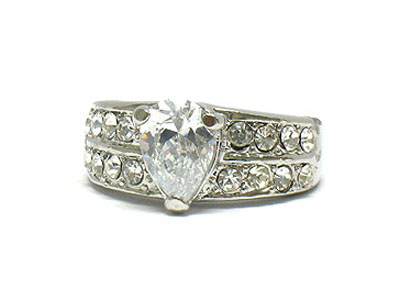 Boutique style tear shape crystal deco ring