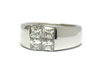 Boutique style simple crystal square deco ring