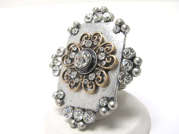 Crystal stud metal round stretch ring