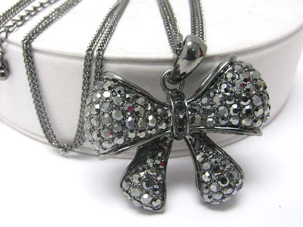 Crystal ribbon pendant long necklace