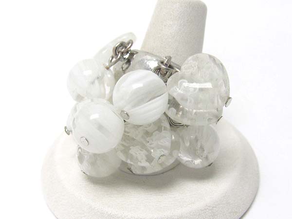 Fossil candy beads dangle adjustable ring