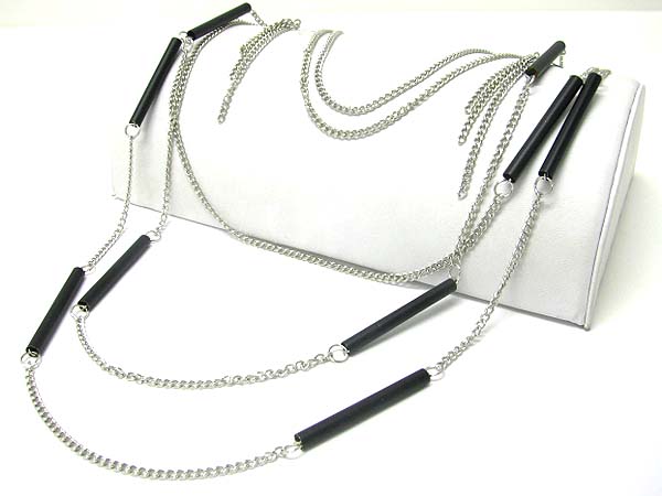 Acryl stick and metal chain link long necklace set