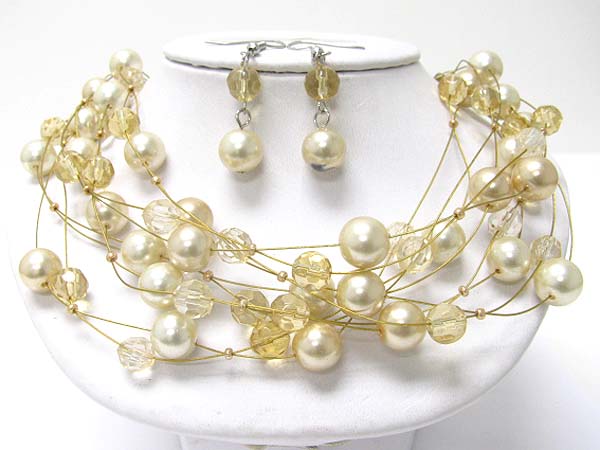 Pearl ball illusion necklace set