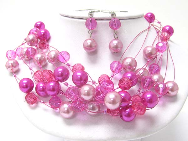 Pearl ball illusion necklace set