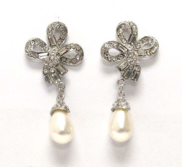 Multi crystal and pearl drop earring