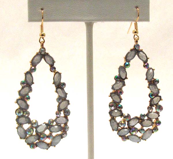 Multi shape and color crystal deco tear drop earring