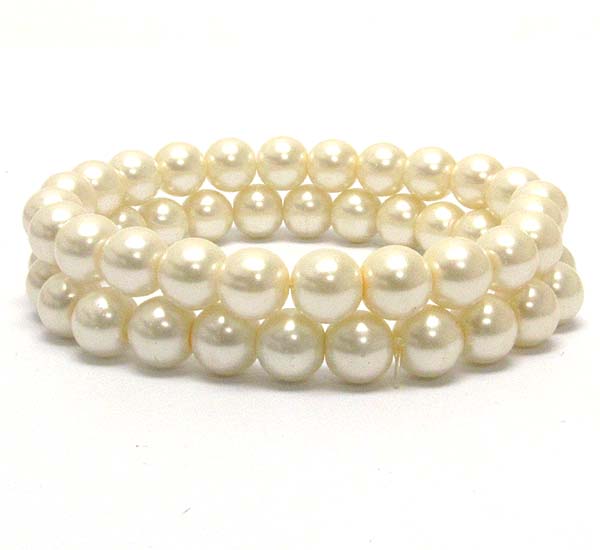 Glass pearl stretch bracelet set of 2