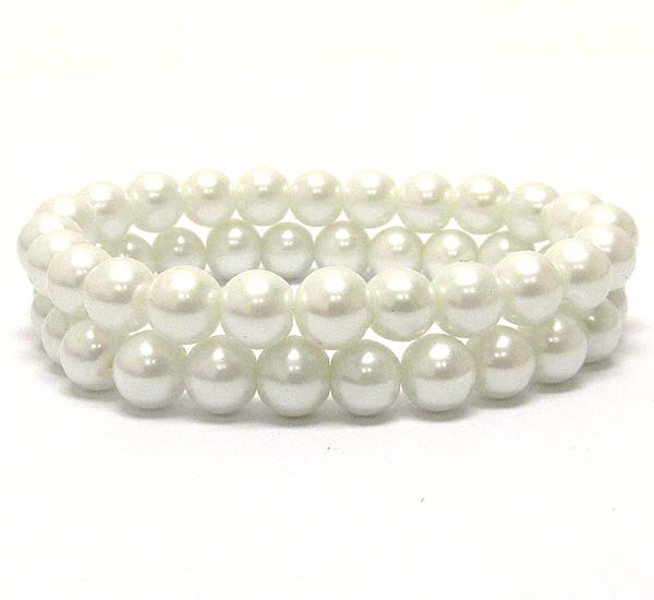 Glass pearl stretch bracelet set of 2