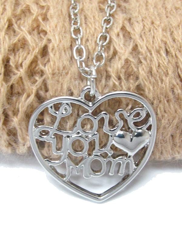 Love message heart necklace - love you mom