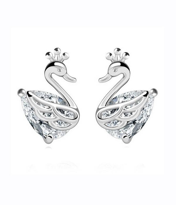 Crystal swan earrings