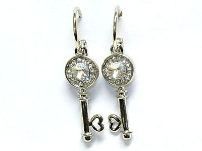 Crystal key earring