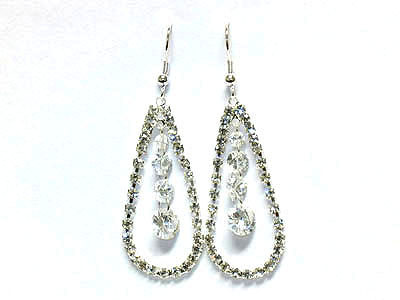 Rhinestone long drop earring