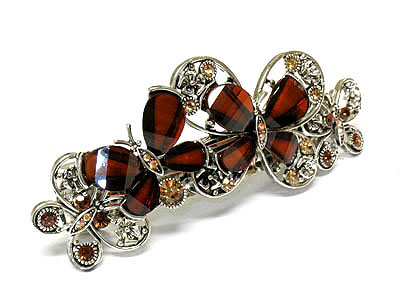 Crystal and acryl butterfly deco hair pin