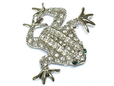 Crystal frog brooch