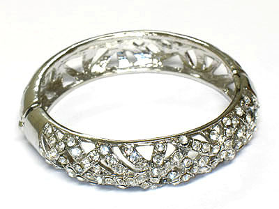 Crystal and metal casting hige style bangle