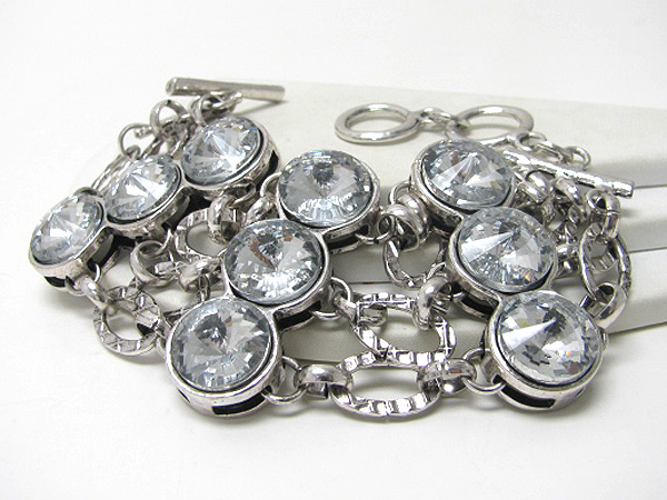 Multi facet glass and chain link bracelet