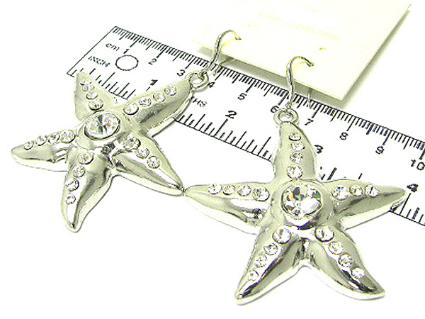 Crystal metal large starfish drop earring