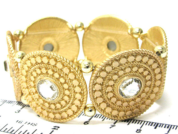 Crystal round multi disk stretch bracelet