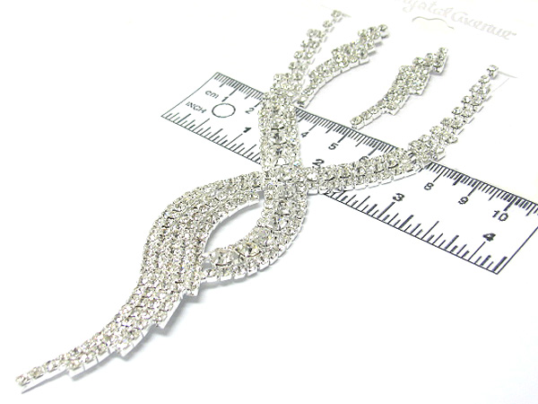 Multi size crystal twist crystal line party chain necklace earring set