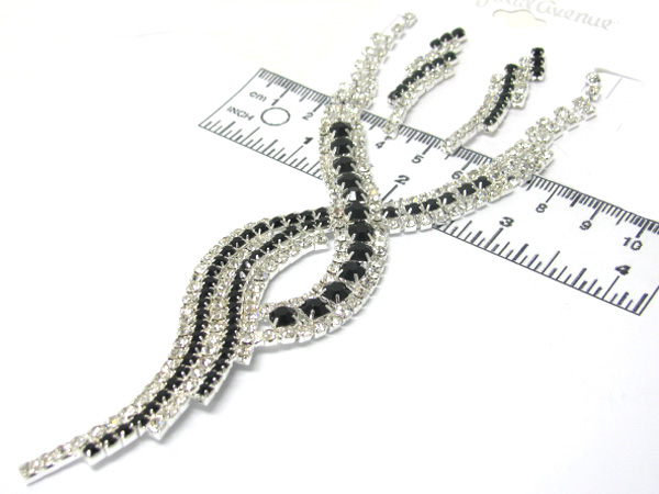 Multi size crystal twist crystal line party chain  necklace earring set