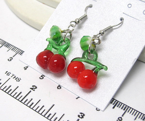 Fashion cherry glass drop earring