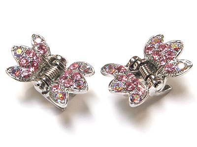 Two small crystal butterfly hair claw set