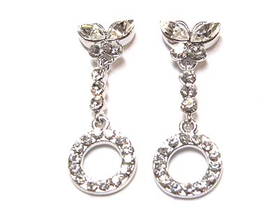 Rhinestone round drop earring