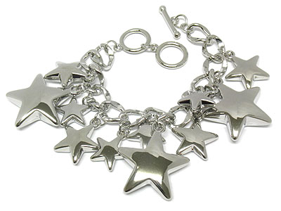 Multi metal star chain toggle bracelet