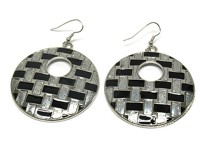 Epoxy large speckled design disk earring