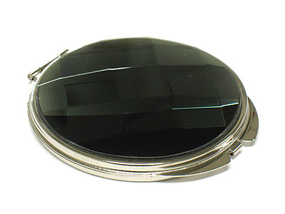 Round and low dome glass cut top compact mirror - one regular one convex mirror