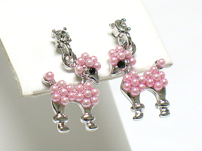 Made in korea whitegold plating small beads deco poodle earring