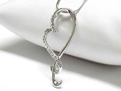 Made in korea whitegold plating crystal heart deco pendant necklace