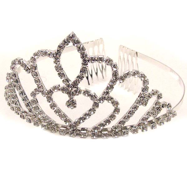 Prom or bridesmaid oval and heart pattern rhinestone tiara