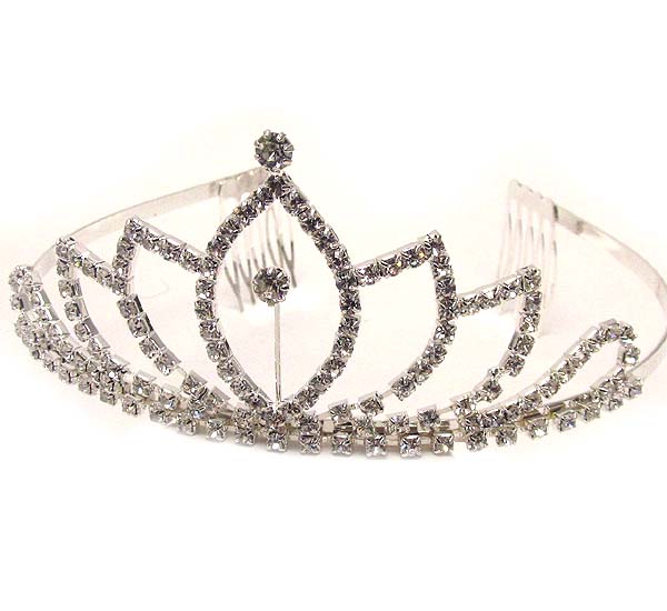 Prom or bridesmaid leaf pattern rhinestone tiara