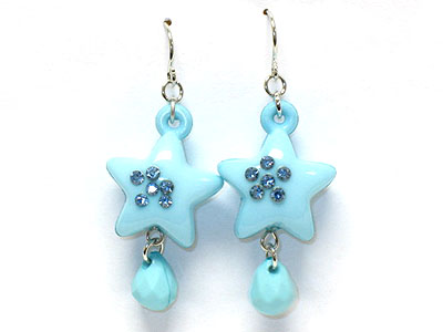 High fashion acrylic puff star earring with crystal