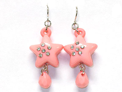 High fashion acrylic puff star earring with crystal