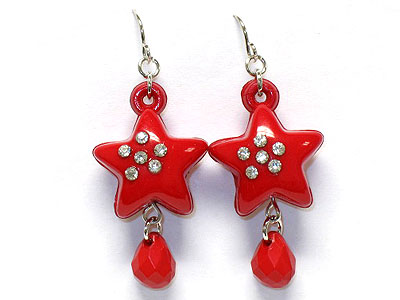 High fashion acrylic puff star earring with crystal