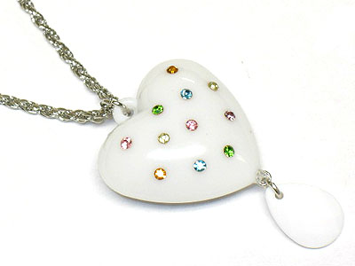 High fashion acrylic and crystal puff heart necklace 