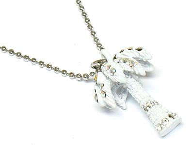 Made in korea whitegold plating crystal 3d palm tree necklace