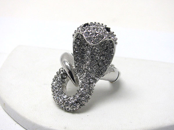 Crystal stud cobra snake stretch ring