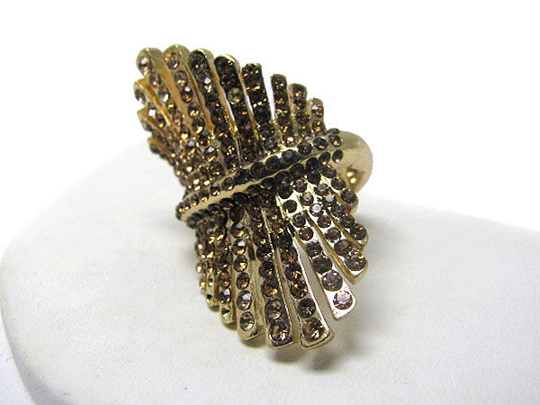 Crystal stud multi metal bar stretch ring