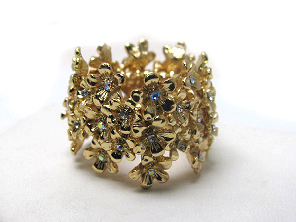 Crystal stud multi flower link stretch ring