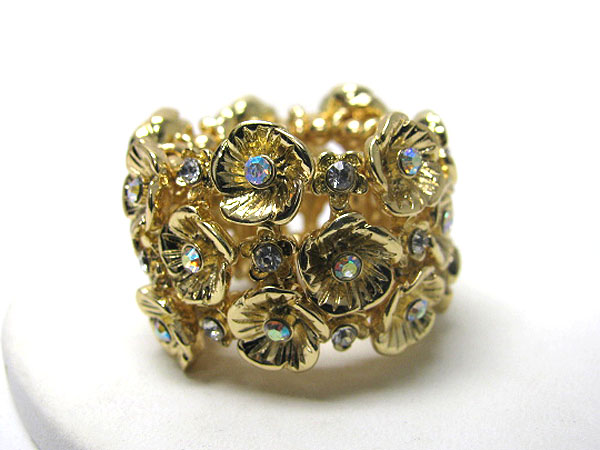 Crystal stud multi flower link stretch ring