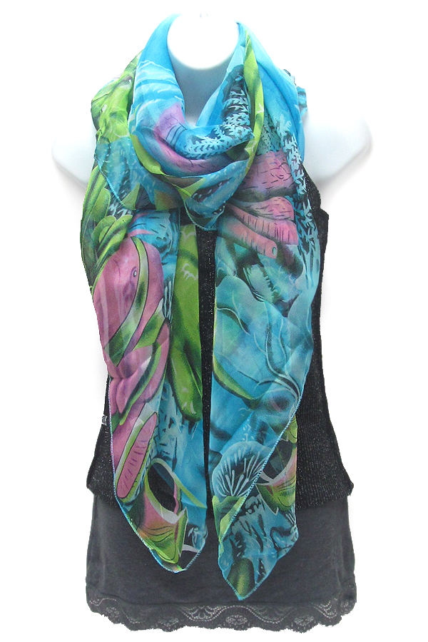 Sealife print scarf