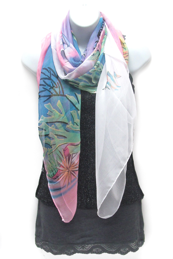 Sealife print scarf