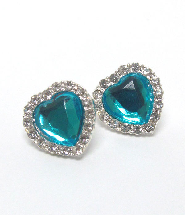 Heart crystal stud earrings 
