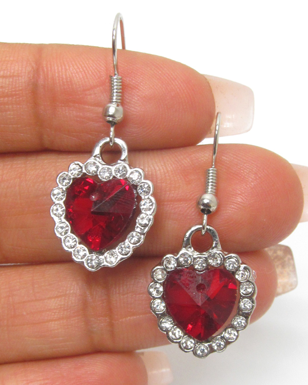 Heart crystal drop earrings 