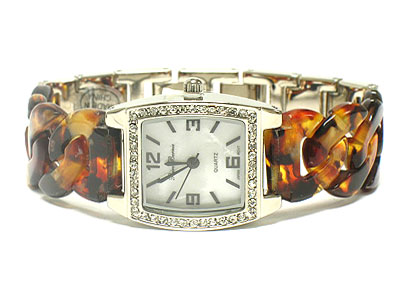 Crystal deco acrylic bracelet watch