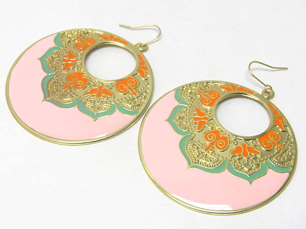 Filigree metal epoxy hoop earring - hoops